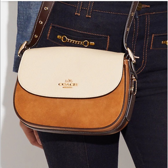 NWT COACH CB895 MACIE SADDLE BAG IN COLORBLOCK GENUINE LEATHER/SUEDE CROSSBODY - Picture 7 of 7